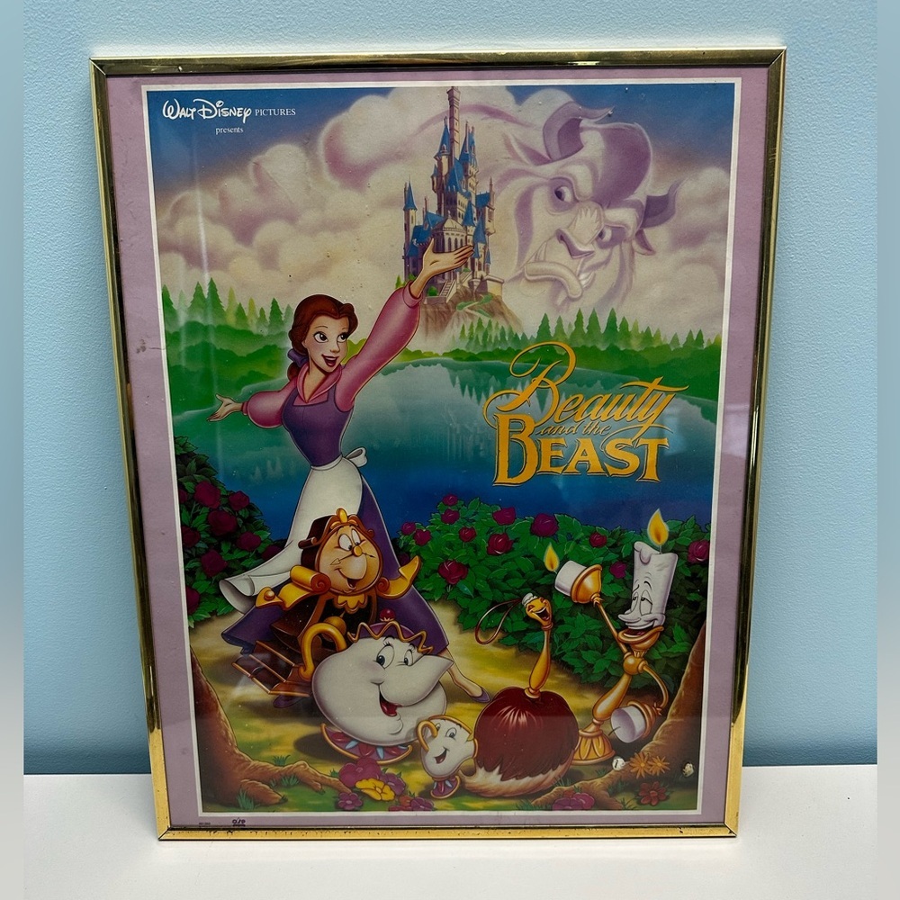 Vintage Beauty And The Beast Movie Poster #1989 Walt Disney Printed USA OSP 1991